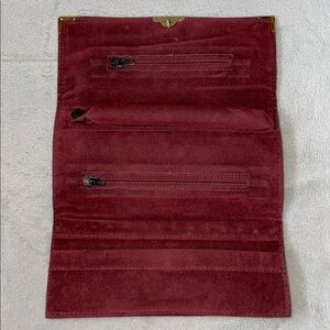 Vintage 1970’s Elegant Burgundy travel jewelry roll.